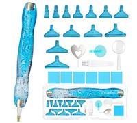 Diamond Art Painting Pens Kit - 26 Piece 5D Ergonomic DIY Drill Tools Accessories Supplies Blue with Comfortable Screw Thread Resin Gem Tips Steel Nibs for Craft Nail Stylus Cross Stitch Bead Dot