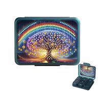 Diamond Art Painting Pill Box,Diamond Art Painting Mini Storage Box with 6-Grid Compartments Travel Vitamin Organizer,Portable Daily Medicine Pill Case Container for Study Office(Rainbow Tree)