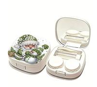 Diamond Art Painting Portable Contact Lens Case with Mirror with Storage Box Tweezers Wearing Stick Portable Eye Contacts Mini Case Container Set with L and R Caps for Home Travel-Christmas-4