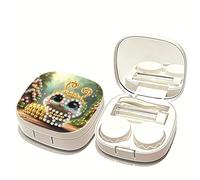 Diamond Art Painting Portable Contact Lens Case with Mirror with Storage Box Tweezers Wearing Stick Portable Eye Contacts Mini Case Container Set with L and R Caps for Home Travel-Caterpillar