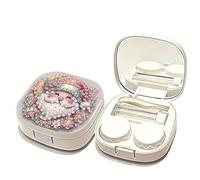 Diamond Art Painting Portable Contact Lens Case with Mirror with Storage Box Tweezers Wearing Stick Portable Eye Contacts Mini Case Container Set with L and R Caps for Home Travel-Christmas-3