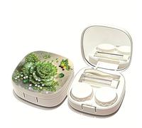 Diamond Art Painting Portable Contact Lens Case with Mirror with Storage Box Tweezers Wearing Stick Portable Eye Contacts Mini Case Container Set with L and R Caps for Home Travel-Rose