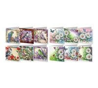 Diamond Art Painting Spring Flower Birds Cards with Envelopes, DIY Greeting Cards Kits Present-2PCS-A