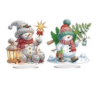 Diamond Art Painting Tabletop Kit Snowman, 5D DIY Diamond Art Christmas Desktop Ornament Special Shaped Crystal Diamond Art Painting Tabletop Ornaments Home Office Decor-2PCS-A