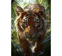 Diamond Art Painting Tiger Diamond Painting Pictures Tropical DIY Round Full Drill Crystal Art and Crafts for Adults, Cross Stitch Paint by Numbers Crafts Kits for Home Wall Decor 80x100 cm X4-1025