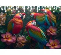 Diamond Art Painting Tropical Diamond Painting Pictures Parrot DIY Square Full Drill Crystal Art and Crafts for Adults, Cross Stitch Paint by Numbers Crafts Kits for Home Wall Decor 40x50 cm X4-207
