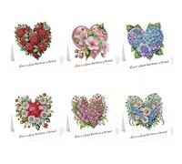 Diamond Art Painting Valentine's Day Cards Kit, Diamond Art Blessing Present Folding Greeting Card Set with Envelope for Friends, Family, Lover-01-Flowers