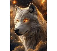 Diamond Art Painting Wolf Diamond Painting Pictures Animal DIY Square Full Drill Crystal Art and Crafts for Adults, Cross Stitch Paint by Numbers Crafts Kits for Home Wall Decor 50x70 cm X4-1219