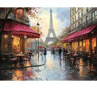 Diamond Art Paris Diamond Painting Kits for Adults Kids Beginner, 5D Full Drill Crystal Art Kits on Canvas Painting Pictures Street, Rhinestone Mosaic Craft for Home Decor, Girls Gifts 50x60cm Z#-424
