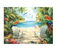 Diamond Art Parrot, 5D Diamond Painting Kits for Adults, Beach Crystal Embroidery Cross Stitch Kits Full Square Drill 16x24 inch/40x60cm, DIY Gem Painting Handicraft for Home Decoration Gift, z@1810