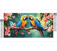 Diamond Art Parrot Diamond Painting Flowers Crystal Art Kits for Adults, 5D DIY Cross Stitch Canvas Embroidery with Full Accessories Mosaic Crafts Pictures, Home Decor, Gifts for Women 35x70cm G1-1083
