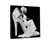 Diamond Art Pearl Painting Kit, DIY Pearl Art Painting with Frame, Handmade Gem Dot Picture Craft for Home Wall Decor Present Set 25x25CM-06-Women
