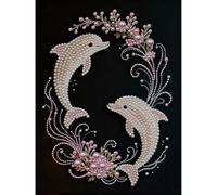 Diamond Art Pearl Painting Kit for Adults/Beginners, DIY Pearl Art Painting with Frame, Handmade Gem Dot Picture Craft for Home Wall Decor Present Set 30x40cm-Dolphin