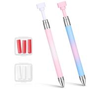 Diamond Art Pens, 2 PCS Rotating Tools with 6 Refillable Glue Points, for Rhinestone and Gemstone Crafting, Gradient White-Pink and Pink-Blue