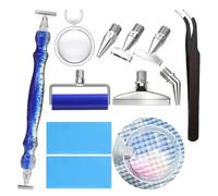 Diamond Art Pens, with 5 Screw Stainless Steel Drill Pens Tips Nibs Roller Tool, Magnifying Glass, Putty Wax, Tweezers, Diamond Painting Drill Bead Dot Pen for Adults DIY Art Craft Nail (Dark Blue)