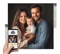 Diamond Art, Personalised Diamond Painting kit Adults, Personalised canvas Crystal art, 5D Create Your Own Dimond Painting, DIY Embroidery Paintings for family Wall Art, Gifts for Women 60x60cm 0f-268