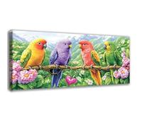 Diamond Art Plant, 5D Diamond Painting Parrot Paint by Numbers for Adults, DIY Full Round Drill Crystal Cross Stitch Kits for Beginners, Arts and Crafts Painting for Room Decor 20x40 inch 0C-967