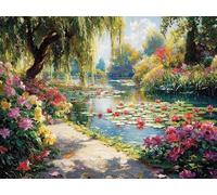 Diamond Art Pond, Flower Diamond Painting Kits Adults Beginners, Full Drill Crystal Art Embroidery Mosaic Kit, Hobbies for Adults Women, Gifts for Halloween Christmas, Home Wall Decor 60x80cm Q-23
