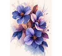 Diamond Art Purple 5D Diamond Painting Kits Flower Pattern Design, 5D Crystal Art Kits for Adults, Dimond Painting Full Complet Kits, Mosaic Gem Crafts for Adulte, Home Decor Gift 100x130cm, Model 942