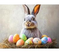 Diamond Art Rabbit Diamond Painting Easter Eggs Crystal Art Kits for Adults, DIY 5D Full Drill Cross Stitch Arts Crafts Pictures, Embroidery Kit for Kids, Home Wall Decor, Gifts for Men 60x90cm G-930