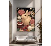 Diamond Art Rabbit, Flower Diamond Painting Kits for Adults, 5D DIY Full Drill Crystal Gem Art Paintings Embroidery Mosaic Kits Crafts for Adults for Home Room Decor, Gifts 28x38inch PjY3097 9-B