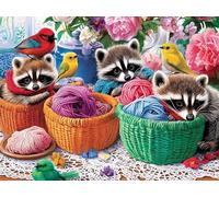 Diamond Art Raccoon, Animal Diamond Painting Kits, 5D Crystal Art Kits for Adults Gem Arts and Crafts for Kids Age 10 DIY Square Full Drill Mosaic Kit for Home Wall Decor Gifts 70x100cm, Model26