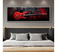 Diamond Art Red Guitar Diamond Painting Kits Adults, Large Size (25x75 cm/9.8x29.4 Inch), DIY Dimond Picture Art, 5D Diamond Paintings Full Drill, Rhinestone Gem Art Crafts, Home Wall Decor, 219E