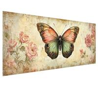 Diamond Art Retro, 100x40cm Large Diamond Painting Kit, 5D DIY Butterfly Dimond Painting Kits for Adults, Rhinestones Dimond Art Supplies for Adults, Crystal Arts Kits for Room Christmas Decor G-53