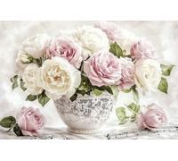 Diamond Art Retro Diamond Painting Kits for Adults, 5D Flower Crystal Art Crafts for Adults Gem Paintings, DIY Full Drill Cross Stitch Pictures Embroidery Kit for Home Wall Decor Gifts 70x105cm X-39