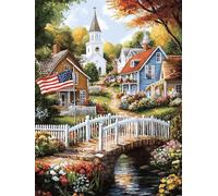 Diamond Art Retro Diamond Painting Kits for Adults Kids Beginner, 5D Full Drill Crystal Art Kits on Canvas Painting Pictures Rural, Rhinestone Mosaic Craft for Home Decor, Girls Gifts 25x35cm Z#-1262