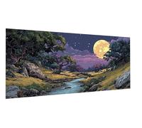 Diamond Art River Diamond Painting Moon Dimond Art for Adults Beginners, 5D Embroidery Cross Stitch Canvas Painting for Kid, Mosaic Making Gem Arts for Home Wall Decor, Gifts for Women 40x80cm FD-4323