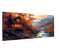 Diamond Art River Diamond Painting Mountain Dimond Art for Adults Beginners, 5D Embroidery Cross Stitch Canvas Painting for Kid, Mosaic Making Gem Arts for Home Decor, Gifts for Women 70x140cm FD-3987
