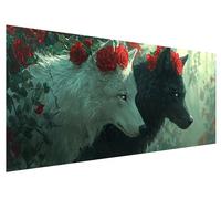 Diamond Art Rose, 130x50cm Large Diamond Painting Kit, 5D DIY Wolf Dimond Painting Kits for Adults, Rhinestones Dimond Art Supplies for Adults, Crystal Arts Kits for Room Christmas Decor Gifts G-95