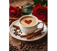 Diamond Art Rose Diamond Painting Kit for Adults Kids Beginners DIY Coffee Gem Art Painting Kits, 5D Full Drill Square Crystal Rhinestone Cross Stitch Pictures for Room Decor Gifts 30 x 40 cm A-661