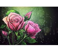 Diamond Art Rose Diamond Painting Kits for Adults, 5D Flower Crystal Art Crafts for Adults Gem Paintings, DIY Full Drill Cross Stitch Pictures Embroidery Kit for Home Wall Decor Gifts 30x45cm X-287