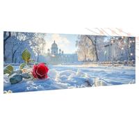 Diamond Art Rose Diamond Painting Kits for Adults, Kids, Beginners, Craft Gifts for Women, DIY Rhinestone Gem Art Kit, Crystal Cross Stitch Crafts, Large Paintings for Home Decor Snow 31x70Inch T716
