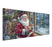 Diamond Art Santa Claus,40x80in Large Diamond Painting Kit,5D DIY Winter Dimond Art for Adults,Crystal Rhinestone Embroidery Canvas Painting for Halloween Decorations Home Room Decor Gifts W1-510