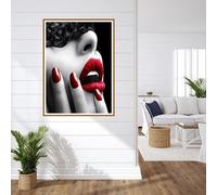 Diamond Art Sexy Kits for Adults, 5D Diamond Painting red Lips, Round Full Drill Small Diamond Art Kits, Diamond Painting Kit Gem Arts and Crafts, for Christmas Room Wall Decor Gifts 30x40cm WO-4034