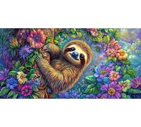 Diamond Art Sloth， Animal Diamond Painting Kit Adults， DIY Full Drill Crystal Art Mosaic Craft Set， 5D Gem Cross Embroidery Art Accessory Adult Beginners， Home Wall Decoration 40x20cm T-z874