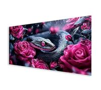 Diamond Art Snake Large Diamond Painting Kits for Adults, 5D Full Square Drill Flower Crystal Art Kits with Complete Tools, DIY Rhinestone Cross Stitch Crafts Picture for Home Decor 50x100cm B0-651