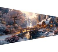 Diamond Art Snow House Dimond Art Adults Small Bridge Diamond Painting,5D Large Mosaic Crafts Adults,Diy Full Drill Rhinestone Cross Stitch Painting Crafts Pictures Kits Home Decor 50x100cm Q1-702