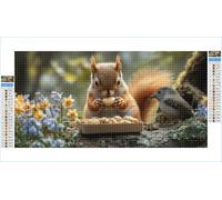 Diamond Art Squirrel Diamond Painting Flowers Crystal Art Kits for Adults, 5D DIY Cross Stitch Canvas Embroidery with Full Accessories Mosaic Crafts Pictures, Home Wall Decor Gifts 50x100cm G1-964