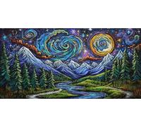 Diamond Art starlits， Landscape Diamond Painting Kit Adults， DIY Full Drill Crystal Art Mosaic Craft Set， 5D Gem Cross Embroidery Art Accessory Adult Beginners， Home Wall Decoration 40x20cm T-z923
