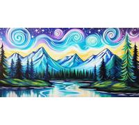 Diamond Art starlits， Mountain Diamond Painting Kit Adults， DIY Full Drill Crystal Art Mosaic Craft Set， 5D Gem Cross Embroidery Art Accessory Adult Beginners， Home Wall Decoration 40x20cm T-z929