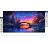 Diamond Art Starry Sky Diamond Painting Bridge Crystal Art Kits for Adults, 5D DIY Cross Stitch Canvas Embroidery with Full Accessories Mosaic Crafts Pictures, Home Wall Decor Gifts 40x80cm G1-1023