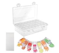 Diamond Art Storage Box, 64&32 Slots Transparent Bead Storage Box, Portable Diamond Art Painting Accessories, Thickened PP Plastic Crystal Case with Hinged Lid, Multi-Purpose Container (32 grids)