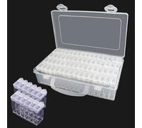 Diamond Art Storage Box 64 Slot Transparent Diamond Bead Storage Organizer for Diamond Painting Kits, DIY Crafts, Jewelry, Rhinestones, Nail Art, Embroidery, Rectangle Compartment Case for Accessories