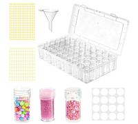 Diamond Art Storage Box with 60 Slots, Portable Transparent Diamond Art Accessories Storage Box, Bead Organizer Boxes for DIY Crafts Diamonds Beads Jewelry Jewellery Box, with Stickers and Funnel