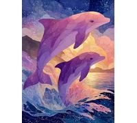 Diamond Art Sunset Diamond Painting 100x135cm Dolphin Square Full Drill Crystal Art Kits 5D DIY Canvas Sequin Arts and Crafts for Adults Accessories Paint by Numbers Beginner for Wall Decor Gifts S-25