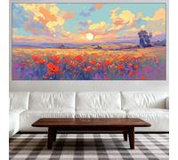 Diamond Art Sunset Diamond Painting Garden Crystal Art Painting Kits Adults 70x140cm, DIY 5D Round Full Crystal Embroidery Cross Stitch Mosaic Picture Kits Kids/Beginner, Home Wall Decor Gifts QO-101